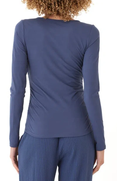 Threads 4 Thought Lucia Luxe Jersey Ruched Long Sleeve T-shirt In Blue