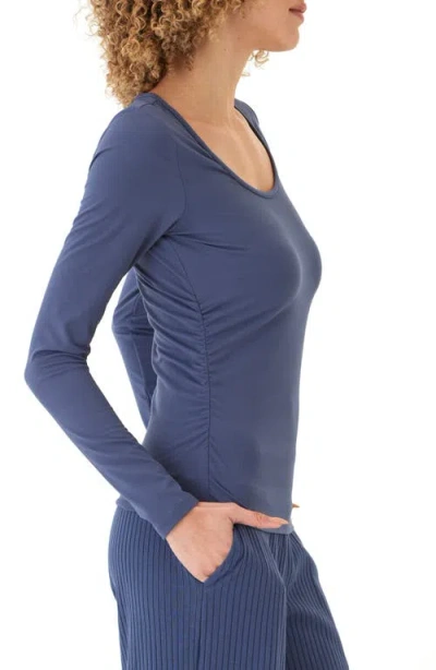Threads 4 Thought Lucia Luxe Jersey Ruched Long Sleeve T-shirt In Blue
