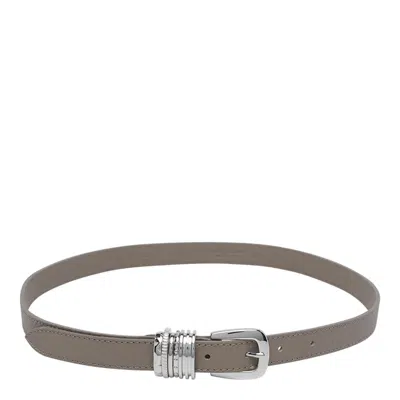 Orciani Leather Belt With Adjustable Length And Texture In Gray