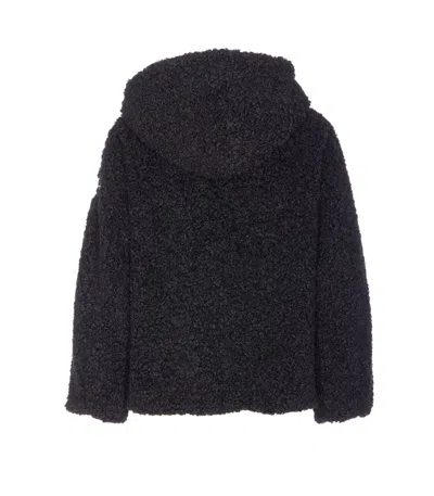 Tatras Faux Fur Ipama Jacket With Hood And Golden Effect Details In Black