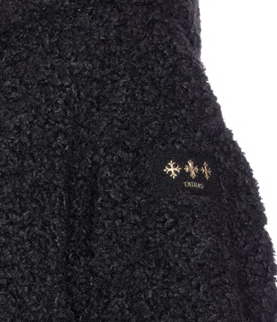 Tatras Faux Fur Ipama Jacket With Hood And Golden Effect Details In Black