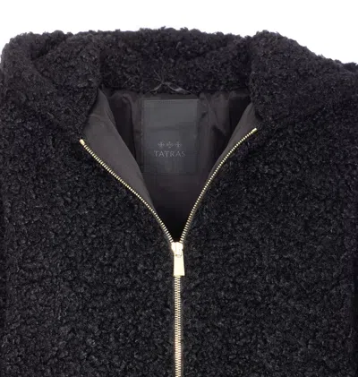 Tatras Faux Fur Ipama Jacket With Hood And Golden Effect Details In Black