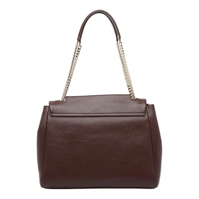 Orciani Hammered Leather Shoulder Bag With Chain-detail Strap In Brown