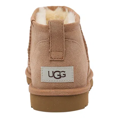 Ugg Classic Ultra Mini Low Heels Ankle Boots In Leather Color Suede In Brown