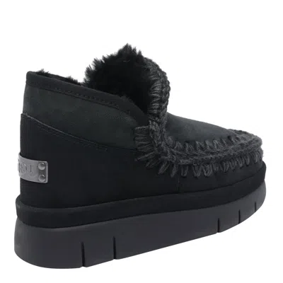 Mou Bounce Braided-trim Shearling Ankle Boots In Black