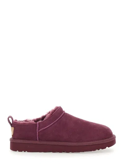 Ugg Classic Micro Suede Sheepskin Boots In Burgundy