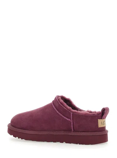 Ugg Classic Micro Suede Sheepskin Boots In Burgundy