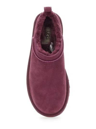 Ugg Classic Micro Suede Sheepskin Boots In Burgundy
