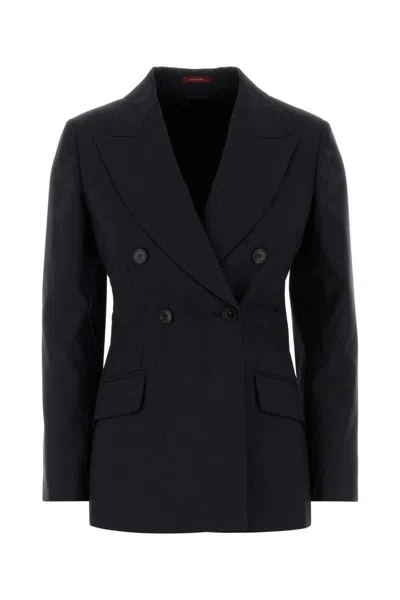 Gucci Embroidered Wool Blazer With Notched Lapels And Pockets In Blue