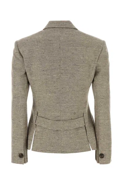Magda Butrym Tailored Silk Blend Blazer With Structured Shoulders In Gray