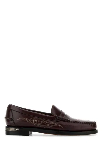 Sebago Dan Dallas Embroidered Penny Loafers In Red