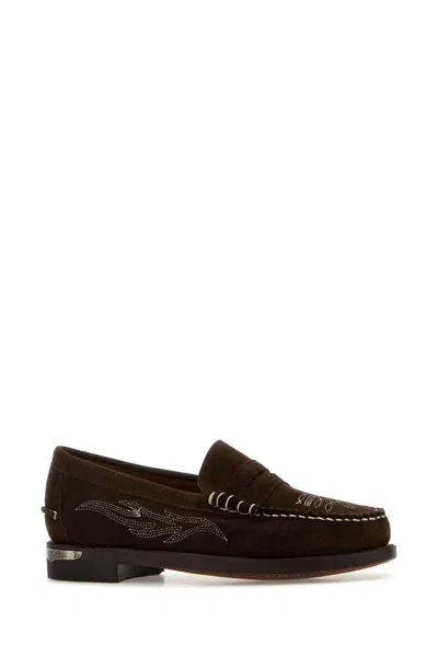 Sebago Dan Dallas Embroidered Penny Loafers In Brown