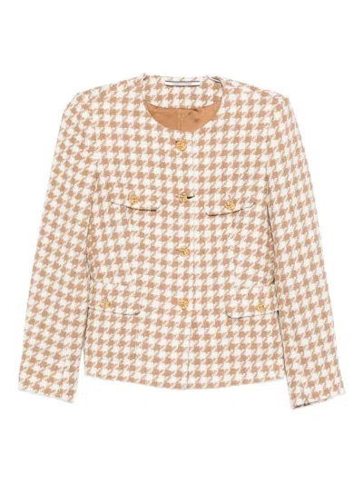 Tagliatore Houndstooth Button-fastening Jacket In Neutral