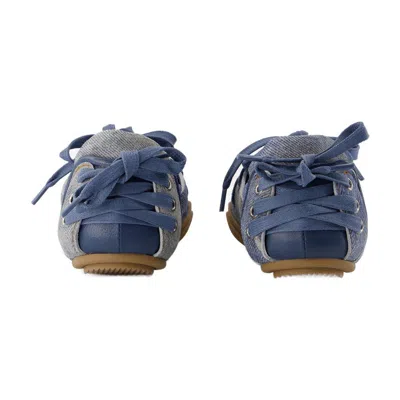 Acne Studios Bilaria Paneled Logo-print Denim Ballet Flats In Blue