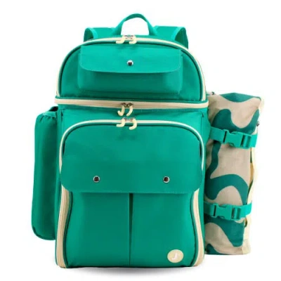 J World Picnic Backpack With Insulated Compartments & Picnic Mat In Green