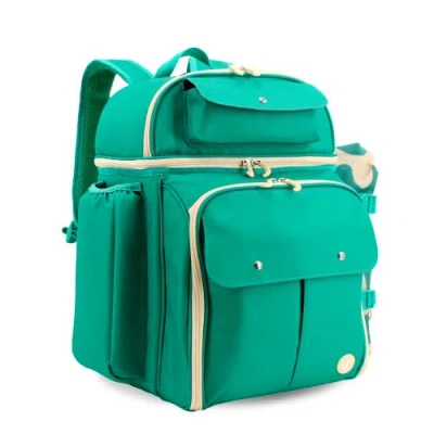 J World Picnic Backpack With Insulated Compartments & Picnic Mat In Green