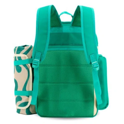 J World Picnic Backpack With Insulated Compartments & Picnic Mat In Green