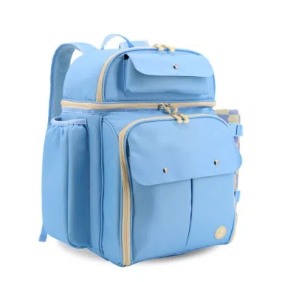 J World Picnic Backpack With Insulated Compartments & Picnic Mat In Blue