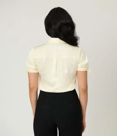 Unique Vintage 1950s Tie Cuff Blouse In Neutral
