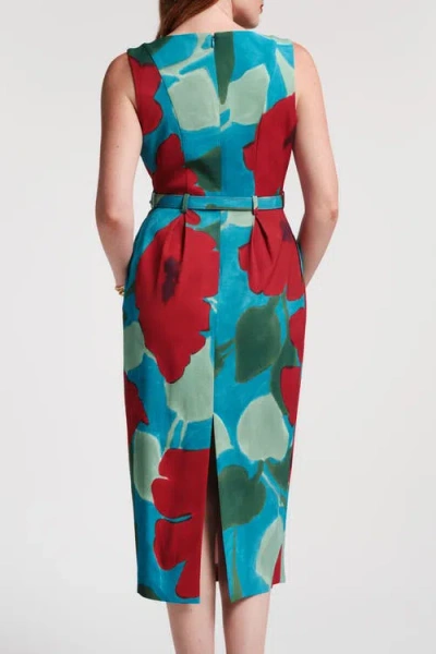 Frances Valentine Audrey Belted Midi Dress In Blue