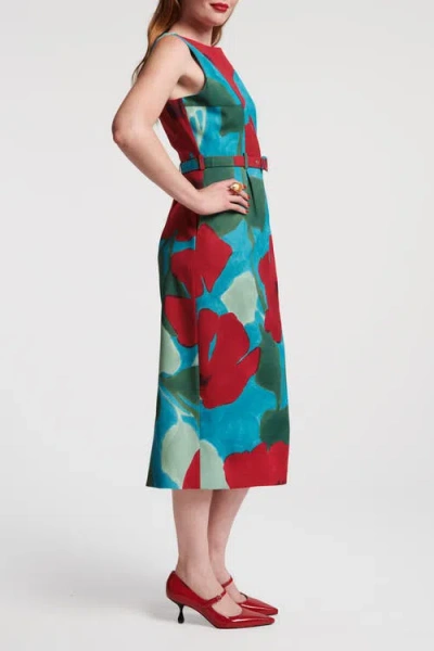 Frances Valentine Audrey Belted Midi Dress In Blue