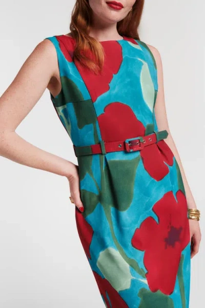 Frances Valentine Audrey Belted Midi Dress In Blue