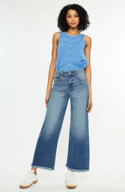 Kancan Aruli Essentials High Rise Cropped Wide Leg Jeans In Blue
