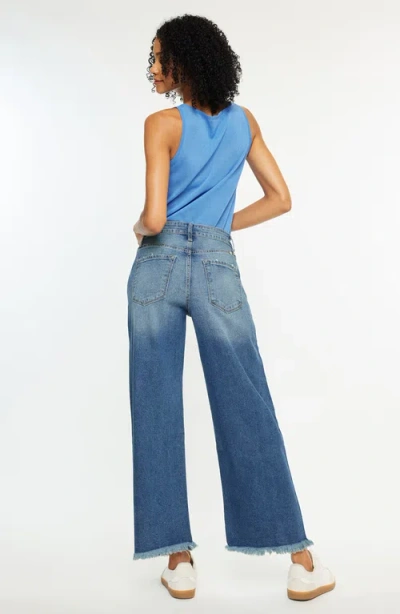 Kancan Aruli Essentials High Rise Cropped Wide Leg Jeans In Blue