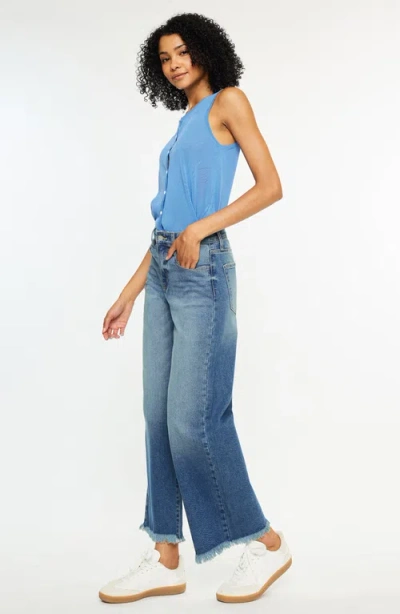 Kancan Aruli Essentials High Rise Cropped Wide Leg Jeans In Blue