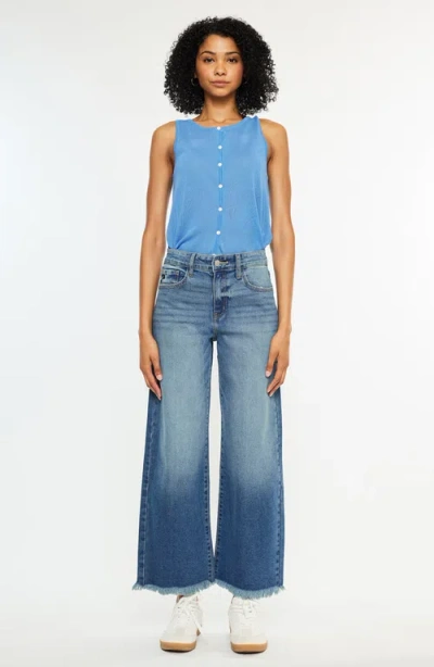 Kancan Aruli Essentials High Rise Cropped Wide Leg Jeans In Blue