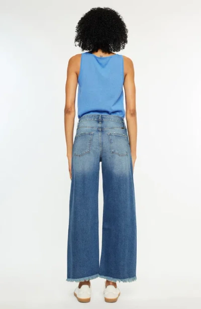 Kancan Aruli Essentials High Rise Cropped Wide Leg Jeans In Blue