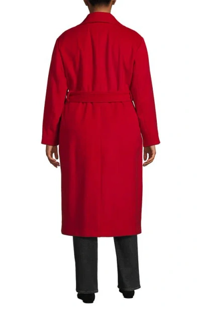 Lands' End Plus Size Wool Wrap Long Coat In Red