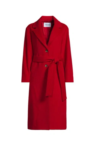 Lands' End Plus Size Wool Wrap Long Coat In Red