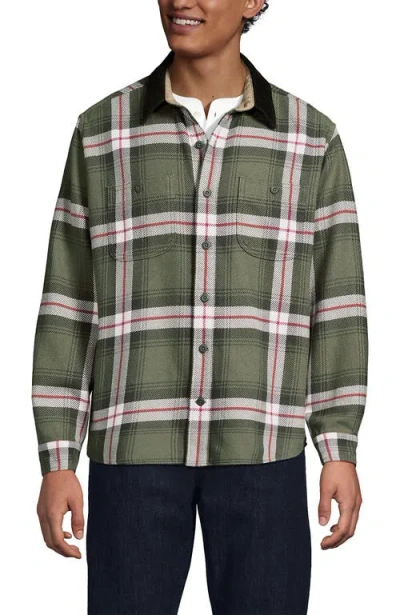 Lands' End Authentic Flannel Shirt With Corduroy Collar In Multi
