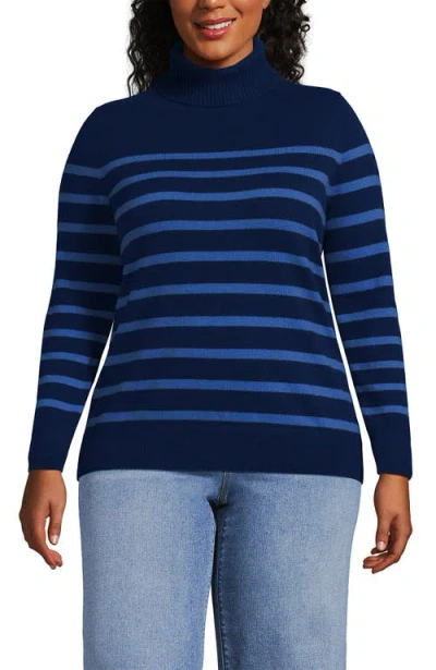 Lands' End Cashmere Turtleneck Sweater In Blue