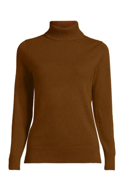 Lands' End Cashmere Turtleneck Sweater In Brown