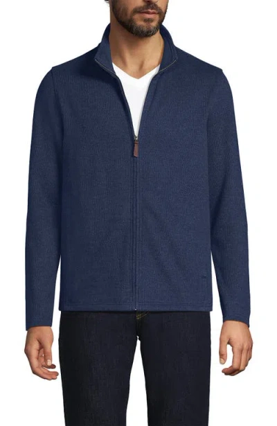 Lands' End Bedford Rib Full Zip In Blue