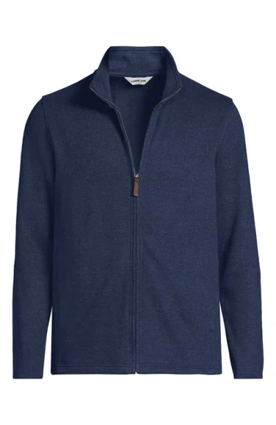 Lands' End Bedford Rib Full Zip In Blue