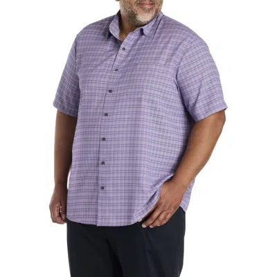 Synrgy By Dxl Big & Tall Plaid Microfiber Sport Shirt In Purple