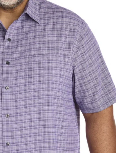 Synrgy By Dxl Big & Tall Plaid Microfiber Sport Shirt In Purple