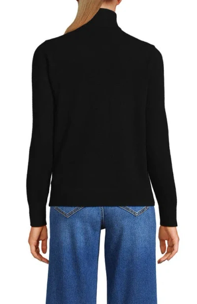 Lands' End Cashmere Quarter Zip Sweater In Black