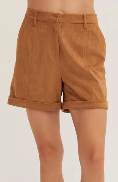 Crescent Lori Suede Cuffed Shorts In Camel In Multi