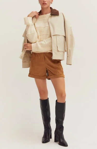 Crescent Lori Suede Cuffed Shorts In Camel In Multi