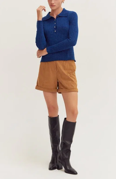 Crescent Lori Suede Cuffed Shorts In Camel In Multi
