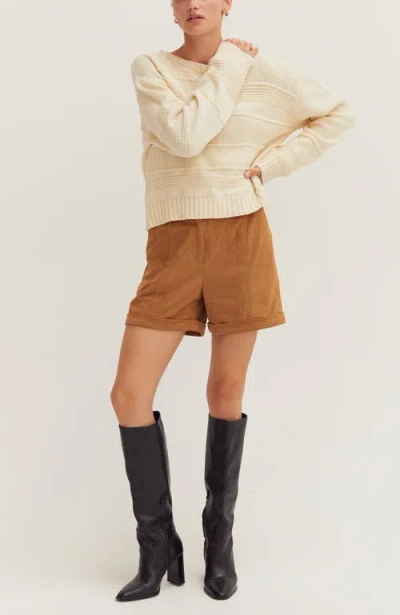 Crescent Textured Striped Sweater In White