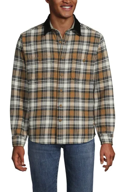 Lands' End Authentic Flannel Shirt With Corduroy Collar In Multi
