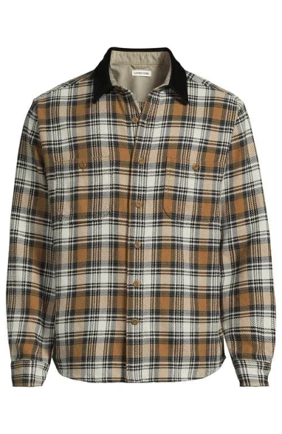 Lands' End Authentic Flannel Shirt With Corduroy Collar In Multi