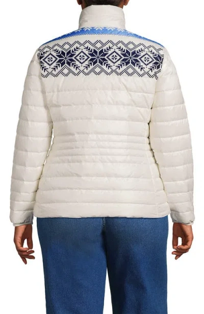 Lands' End Plus Size Wanderweight Packable Print Down Jacket In White