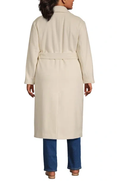 Lands' End Plus Size Wool Wrap Long Coat In Neutral