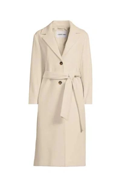 Lands' End Plus Size Wool Wrap Long Coat In Neutral